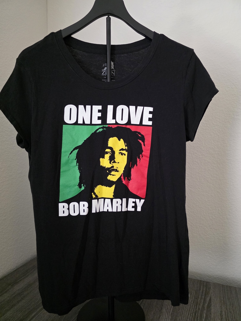 Bob Marley "One Love" Graphic Tee with Green, Yellow & Red Print